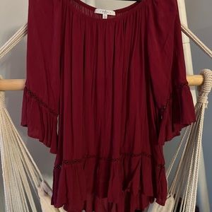 Red off the shoulder blouse - large